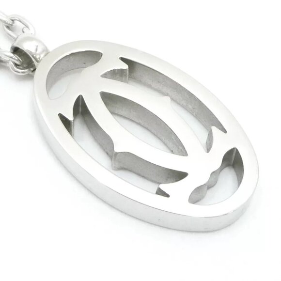 Auth Cartier Rhodium Finish Double C Key Ring Bag Charm T1220157 Silver #W401011 - Picture 9 of 9